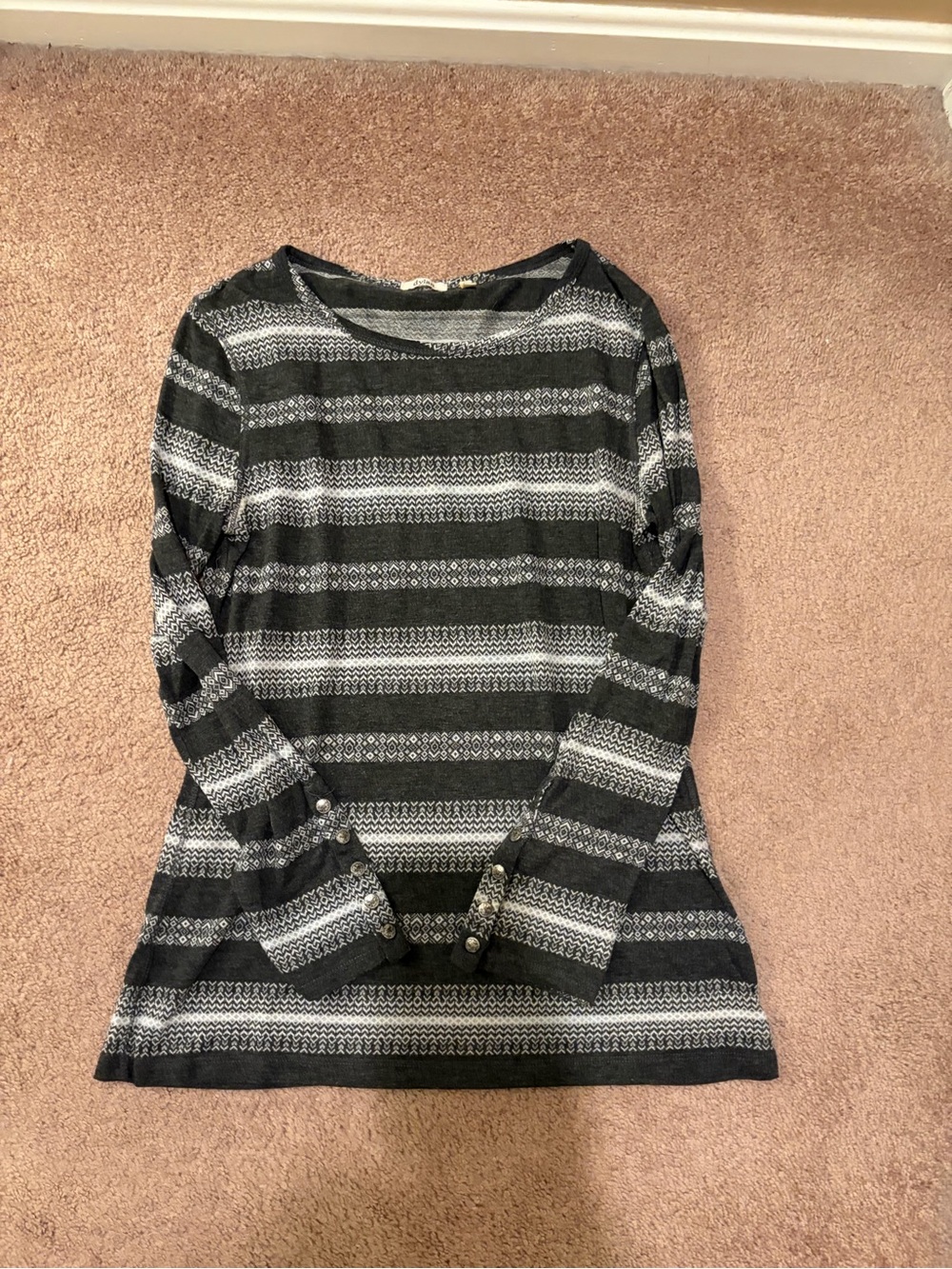 dylan Black & White Striped Long-Sleeve Knit Top